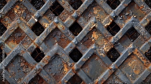 Grunge Patterns: A vector illustration of a metal grating with a worn and distressed look