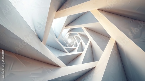 Minimalist Geometry: A 3D vector illustration of a series of triangles arranged in a spiral photo