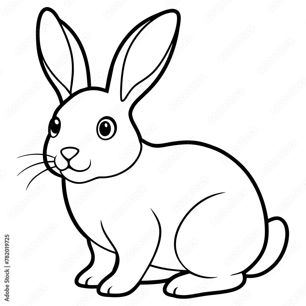 rabbit colouring page white background -Vector illustration