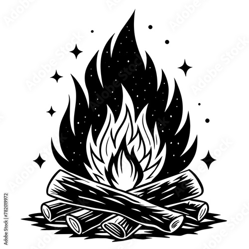 camp fire on white background -Vector illustration