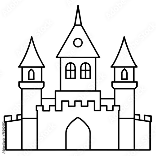fairy tale castle colouring book white background -Vector illustration