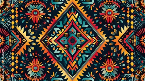Textile Patterns: A vector illustration of a tribal-inspired pattern on textile