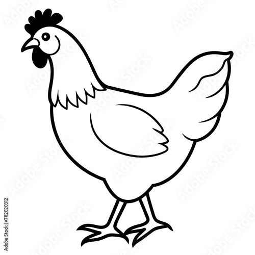 rooster and hen colouring page white background -Vector illustration