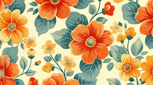 Vintage Patterns: A vector illustration of a retro floral pattern