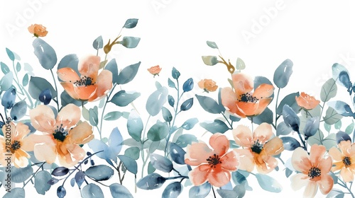 Watercolor Borders: A vector border design featuring delicate watercolor flowers and leaves