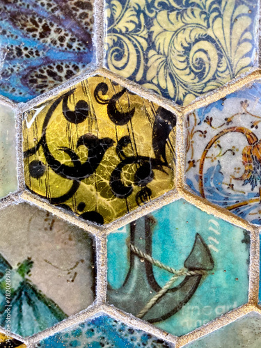 Photography Detail of colorful ceramic tiles from the old town