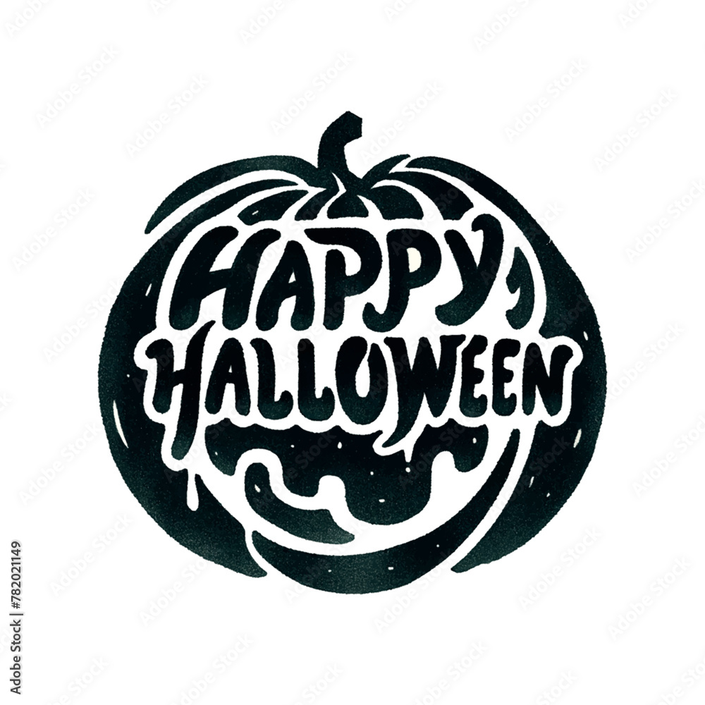 A pumpkin and the words Happy Halloween written on it. A pumpkin and the words Happy Halloween written on it.