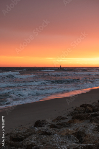 Sunset on Altafulla beach after a heavy storm