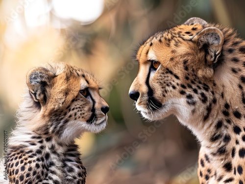 Cheetah Cub Observing Its Mother s Hunting Techniques in the Shrinking Wilderness photo