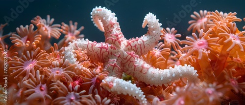 Vibrant Coral and Brittle Star Showcasing Reef Diversity in Close Up