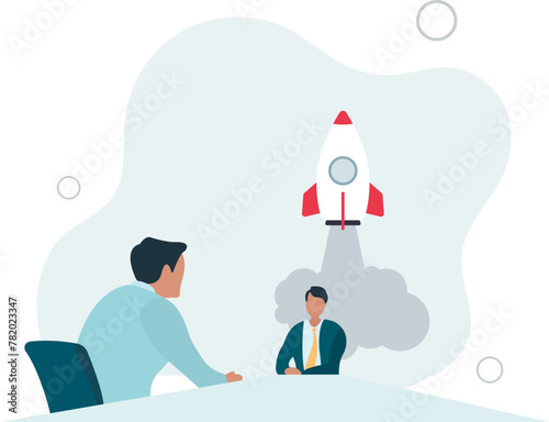 Start up. Starting business. Discussion.flat vector illustration.