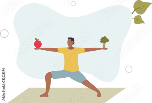 young guy practices yoga. concept of balance and mental health.