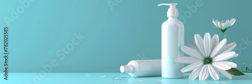 Shampoo Bottle Mockup, Liquid Soap Plastic Container, Shower Gel Tube, Hair Conditioner Box photo