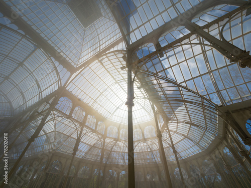 Sun Shines Through Glass Roof of Palacio De Cristal