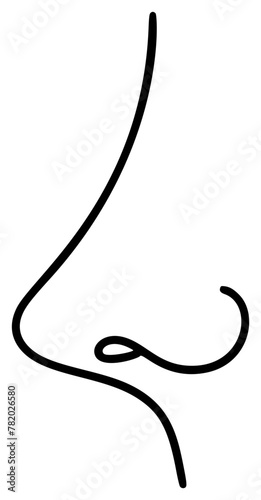 Human nose in profile line simple minimalist icon. Element for design packaging and advertising of rhinitis medicines, cold, flu symptoms