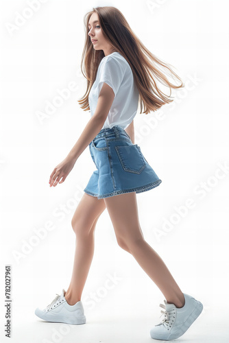 Summer Fashion Trends: Casual Chic White Tee and Denim Skirt Banner © Алинка Пад