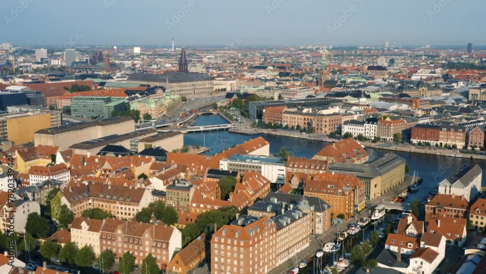 Tight aerial shot over central Copenhagen, Denmark Tight aerial shot over central Copenhagen, Denmark