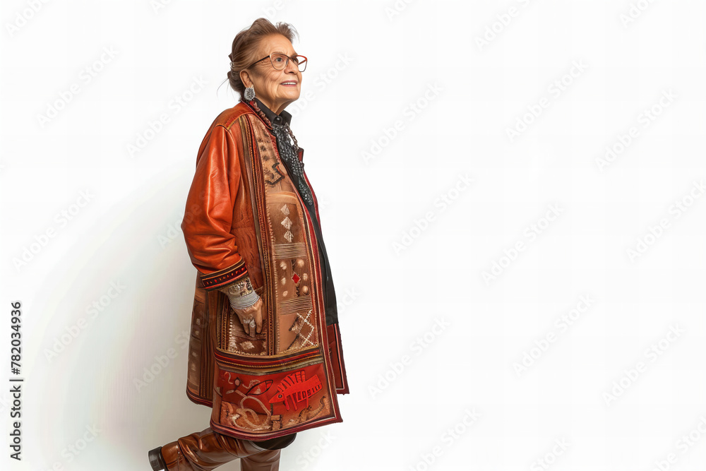 Elegant Senior Woman Showcasing Unique Fashion and Style Banner