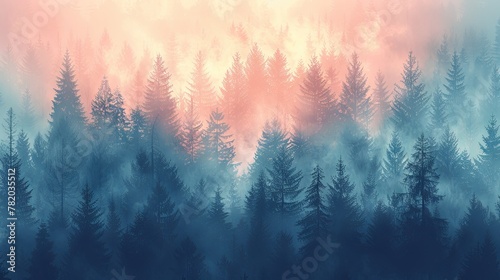 Abstract background showcasing the natural beauty of a pine forest, with muted tones adding depth.