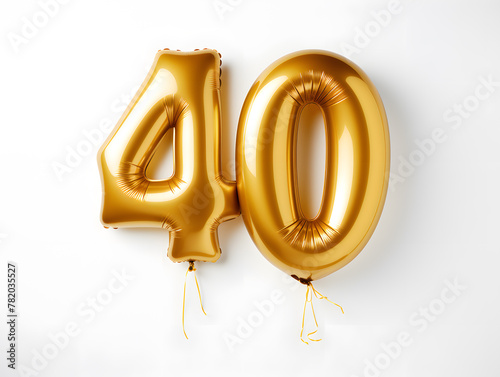Number 40  golden balloon isolated on white