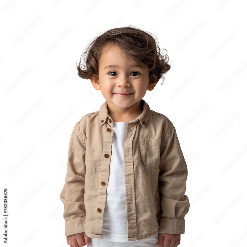 Smiling Toddler With Curly Hair in Casual Outfit Smiling Toddler With Curly Hair in Casual Outfit