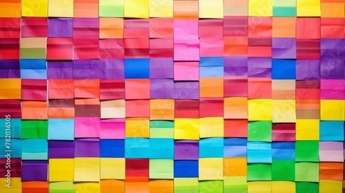 Sticky notes forming a rainbow pattern