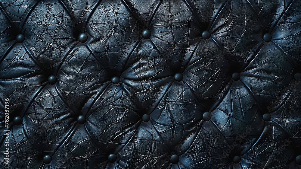 Fototapeta premium Black leather sofa texture. Generative AI.