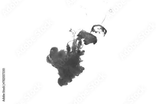 Black color-ink dye melt on white background,Abstract smoke pattern,Colored liquid dye,Splash paint