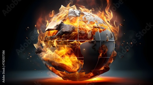 Fiery Collapse of the Globalized World:A Digital of the Climate Crisis and Industrial Excesses