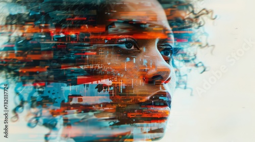 Woman's Face with Digital Glitch Art Effect
 photo