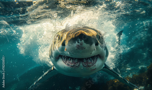 Action sports photo of a very big Great White Shark © RobertNyholm