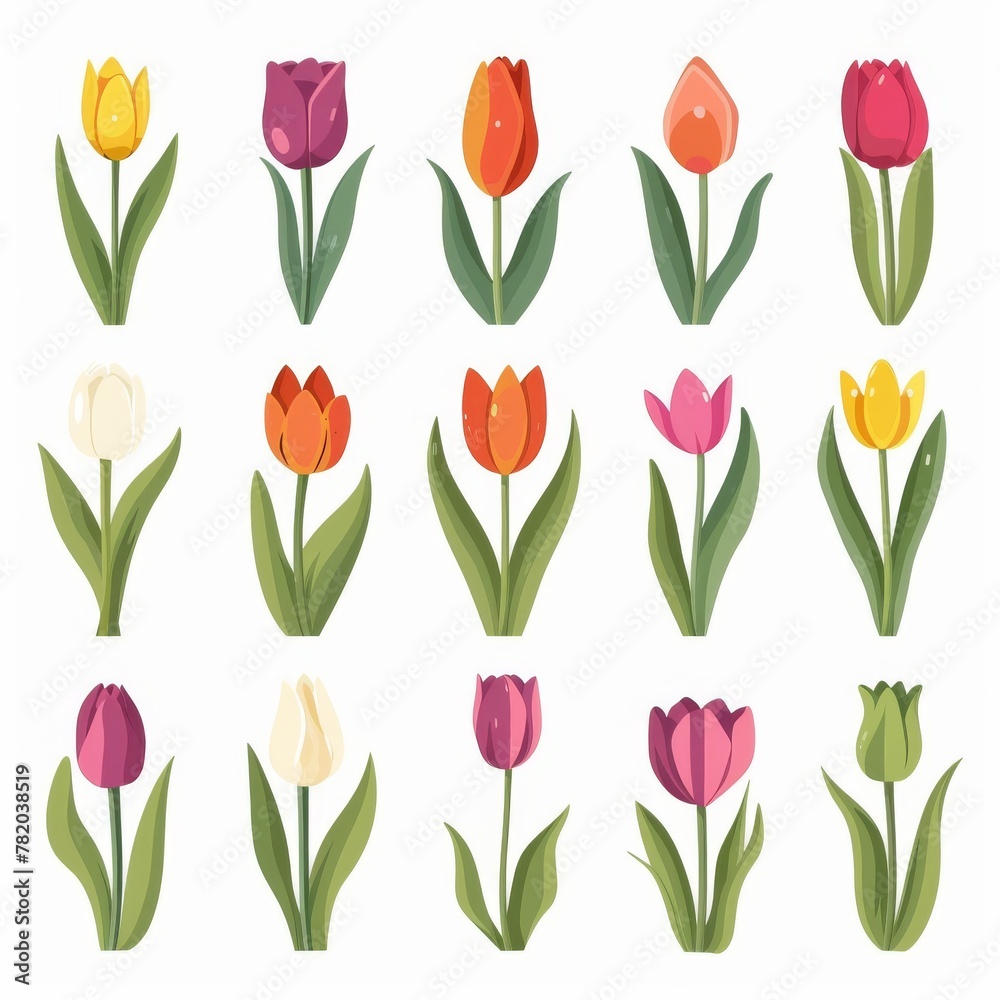 Tulip Flower Icon Set, Garden Tulip Flower Flat Design, Abstract Tulip Flower Symbol, Simple Flowers Tulip Flower Icon Set, Garden Tulip Flower Flat Design, Abstract Tulip Flower Symbol, Simple Flowers