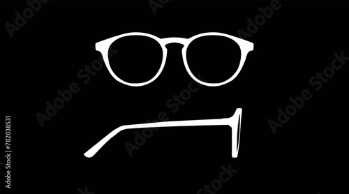 Vector isolated Illustration of a Glasses Frame. Black glasses Frame Front and Side View