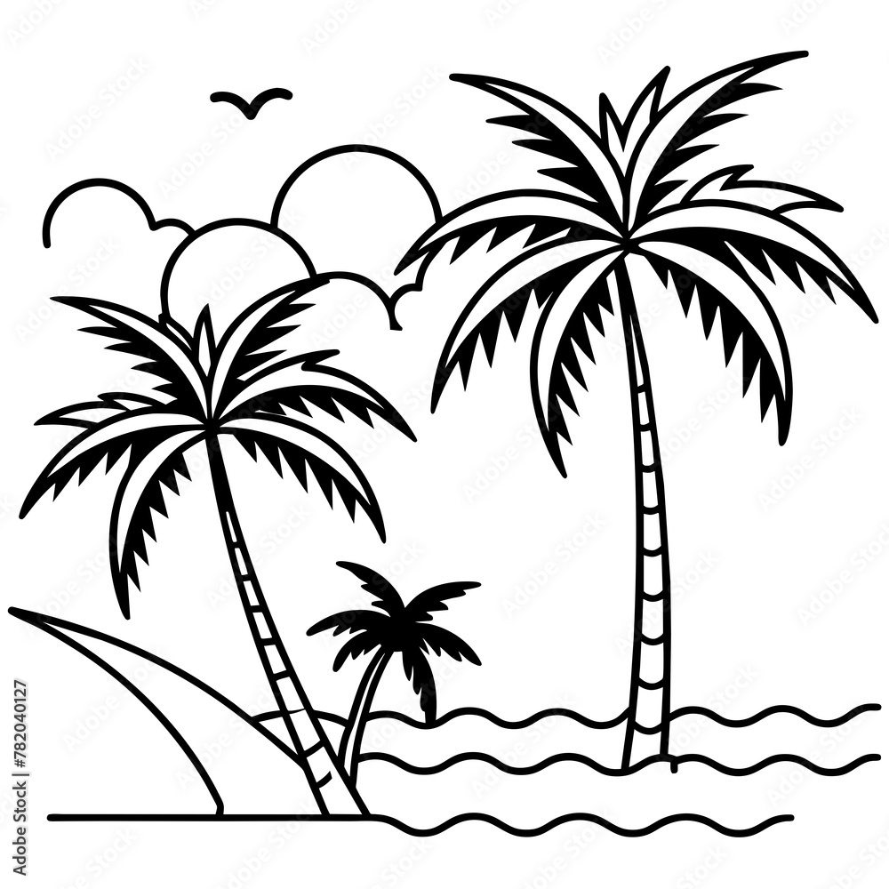 Beautiful seaside view with some coconut palm.
Beautiful seaside view with some coconut palm.