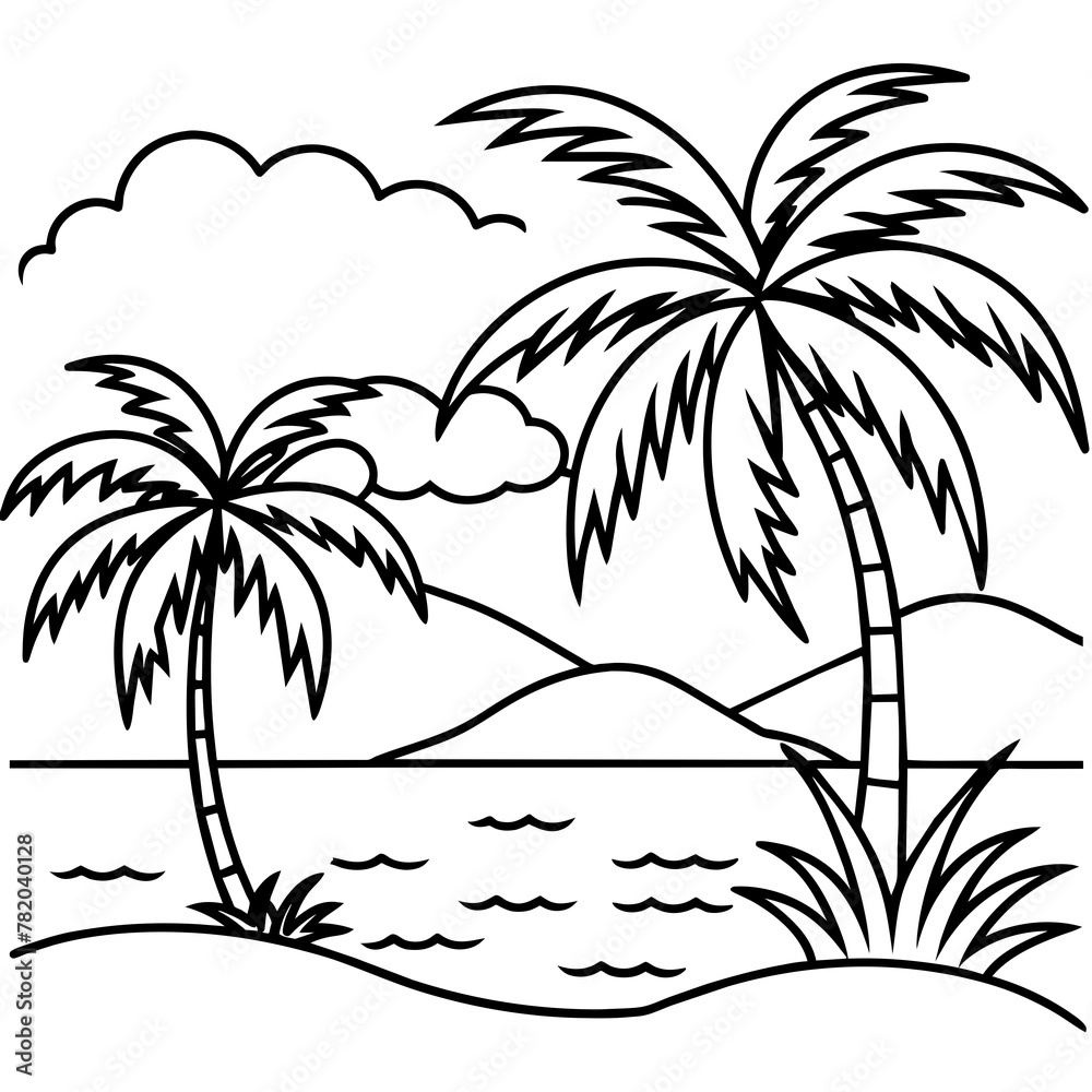 Beautiful seaside view with some coconut palm.
Beautiful seaside view with some coconut palm.