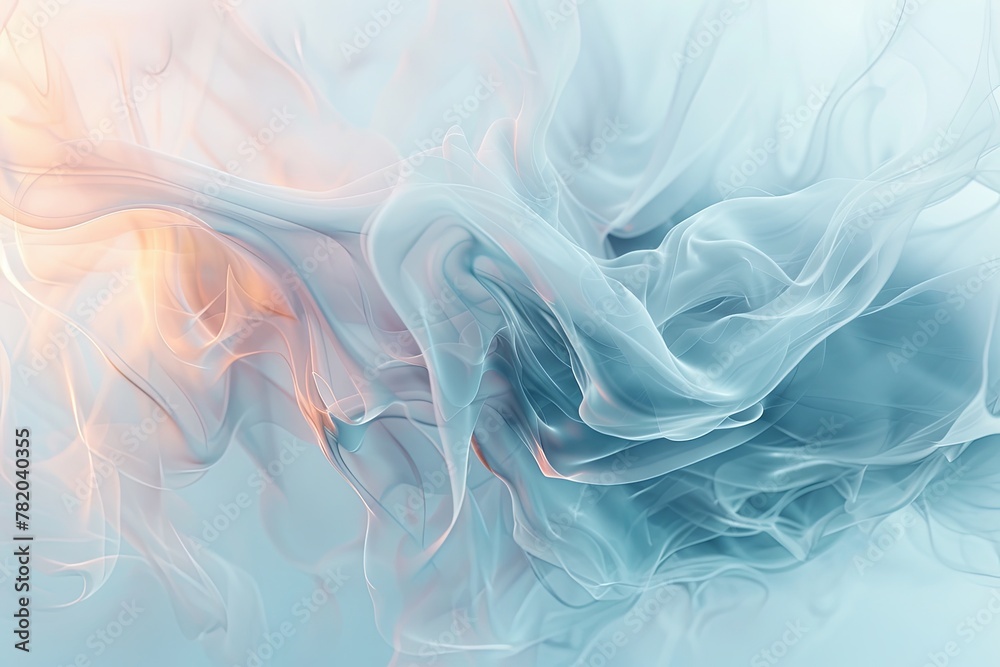 Fototapeta premium 3D rendering of a minimalist abstract background with foggy wind and a dual-color blend. AI Image