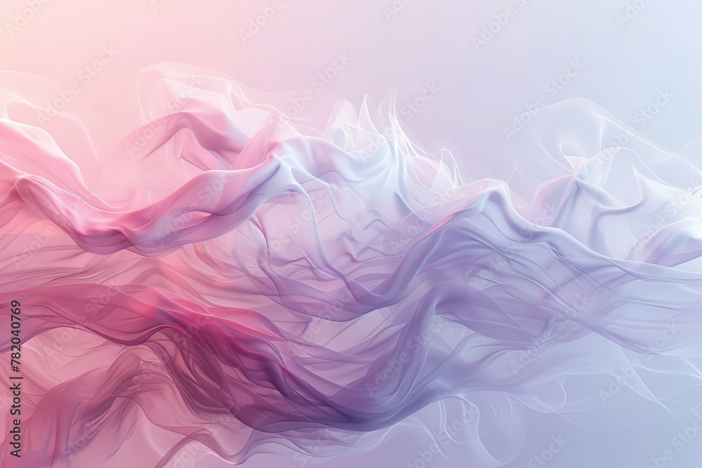 Minimalist abstract background with foggy wind, showcasing a triple-color blend. 3D rendering. AI Image
