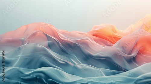 3D rendering of a minimalist abstract background with foggy wind and a four-color blend. AI Image