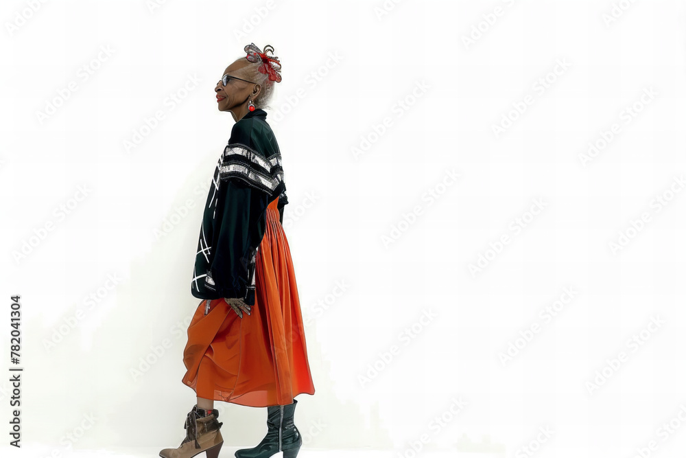 Elegant Fashion Forward Senior Woman Embracing Style in Banner