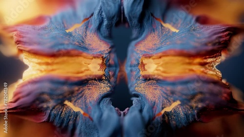 Abstract colorful particles fluid motion. Cg animation. Slow motion. Shallow depth of field.	