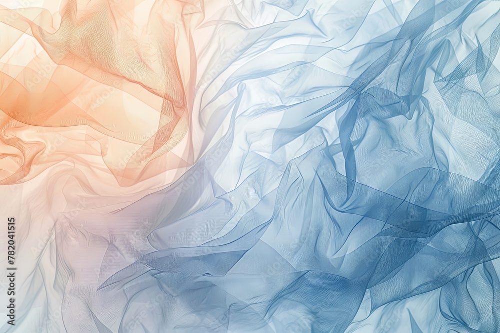 Fototapeta premium A minimalist abstract background with a triple-color blend, enveloped in foggy wind, rendered in 3D. AI Image