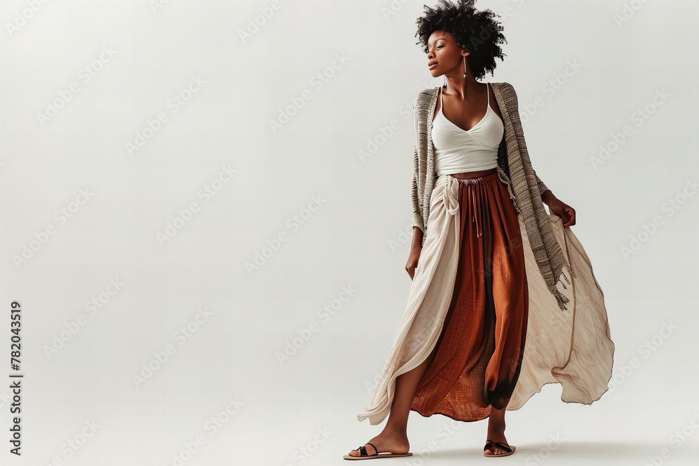 Elegance in Motion: Fashion Model Showcasing Stylish Spring Collection Banner