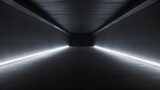 Futuristic Underground Tunnel Corridor with Bright White Lights and Sleek Concrete Architecture