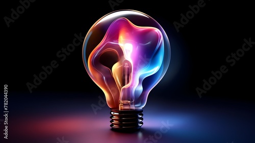 Glowing Bulb of Colorful Brilliance:Visualizing the Spark of Innovative Thinking and Creative Ideation
