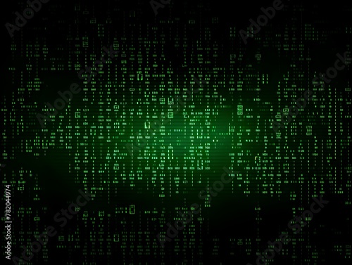 Green Binary Code Futuristic Technology Background Design with Abstract Digital Patterns and Cyber Inspired Textures