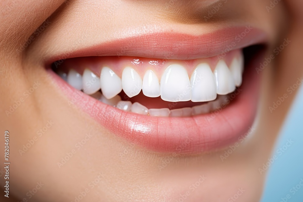 Smiling Femail Woman's Mouth Showing Perfect White Teeth, Lipstick and Makeup Close-up. Smiling Femail Woman's Mouth Showing Perfect White Teeth, Lipstick and Makeup Close-up.