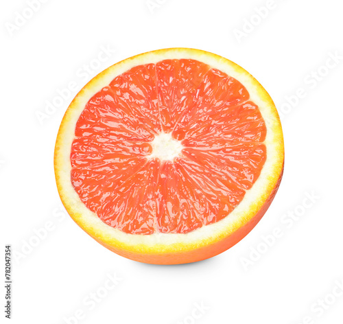 Citrus fruit. Half of fresh red orange isolated on white