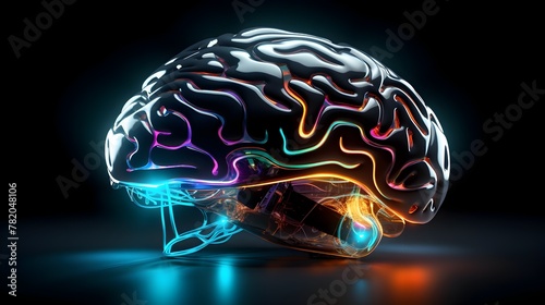 Neon-Illuminated Digital Brain:Futuristic Vision of Advanced Artificial Intelligence