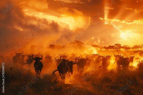 Witness the unseen drama of migration, as thousands of creatures embark on an epic journey across the savanna, driven by an unseen force that binds them to the rhythms of the earth