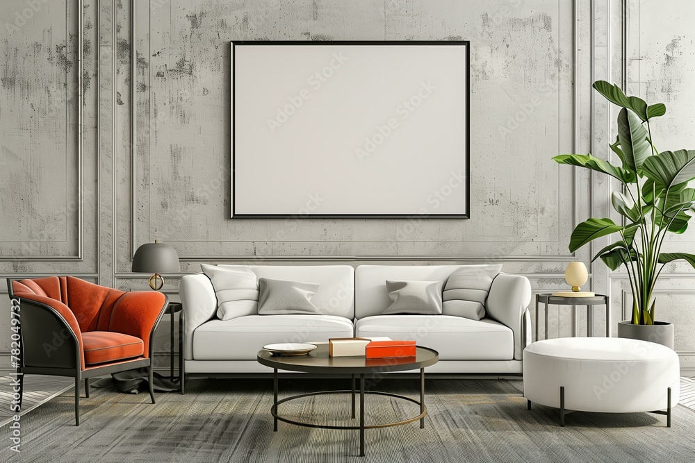mockup design modern luxury living room with blank poster on the wall in black frame mockup design modern luxury living room with blank poster on the wall in black frame